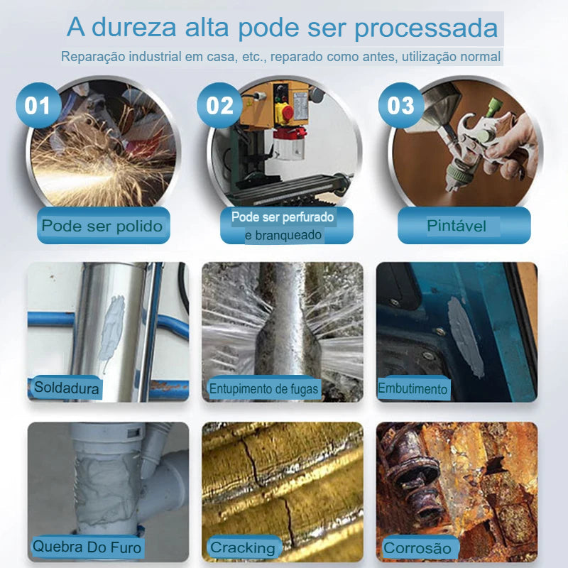 Cola de Solda a Frio para Metal - Adesivo de Alta Resistência, Resistência ao Calor, Reparação Plástica Mágica, Agente de Reparação e Adesivo de Fundição