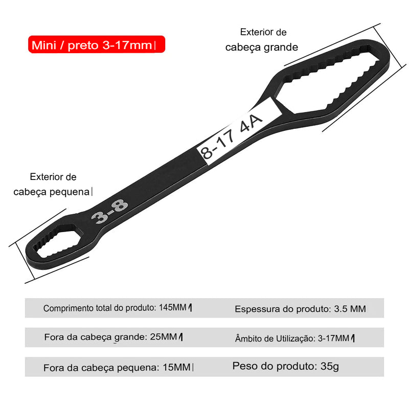 Chave Torx Universal 8-22mm - Ajustável, Dupla Face, Auto-ajustável, Chave para Óculos, Ferramenta Manual Multifuncional