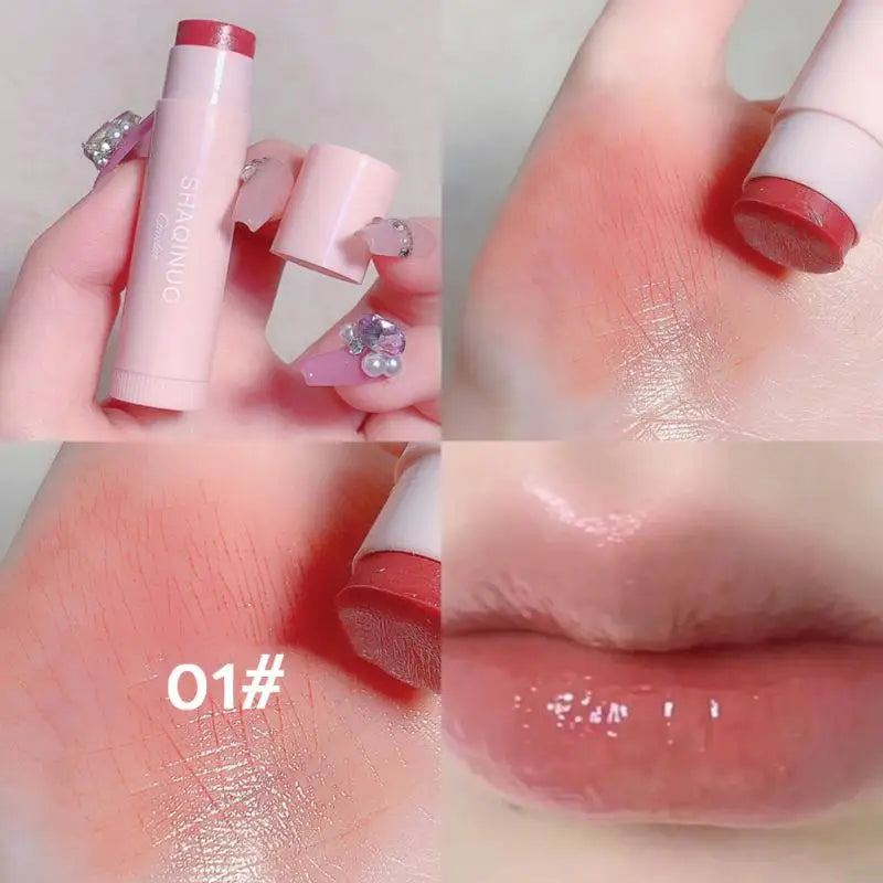 Brilho Labial Transparente Jelly Rosa Claro - Gloss Espelhado Hidratante em Forma de Coração - Lápis Batom para Maquiagem