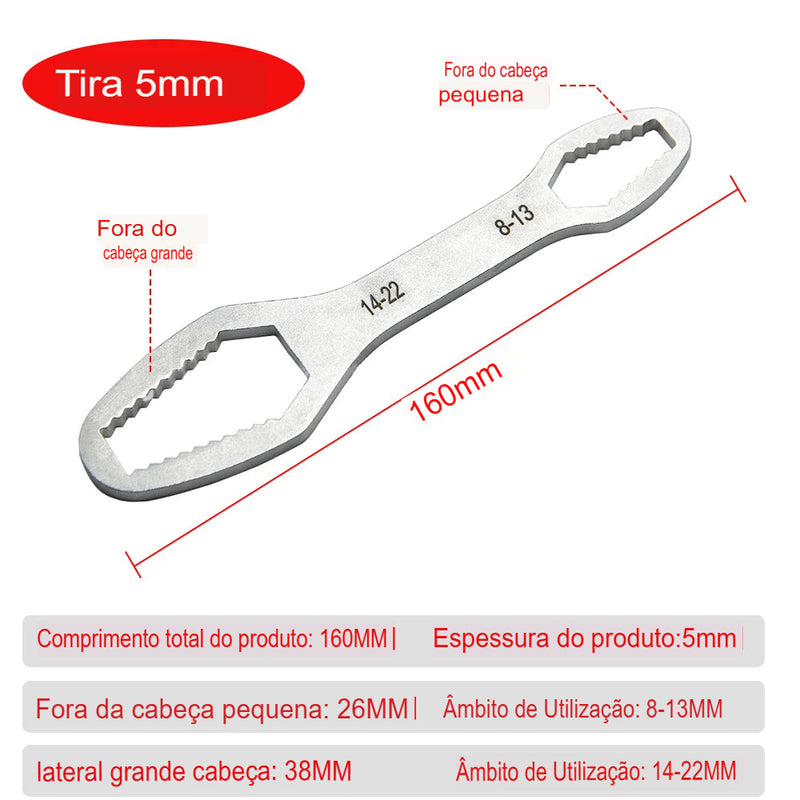 Chave Torx Universal 8-22mm - Ajustável, Dupla Face, Auto-ajustável, Chave para Óculos, Ferramenta Manual Multifuncional