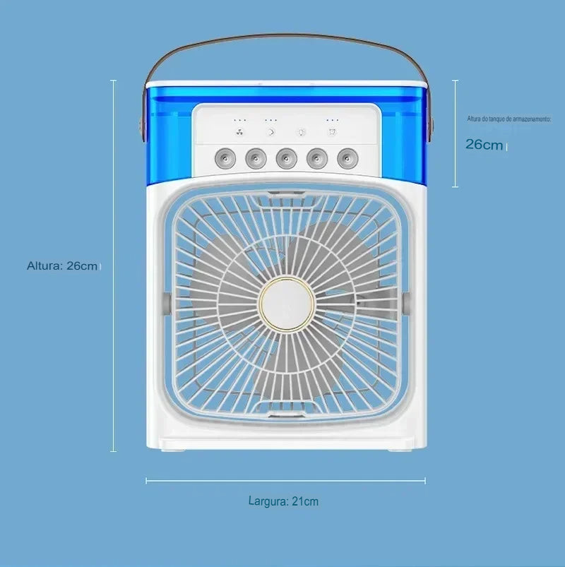 2024 Novo Ventilador Portátil com Ar Condicionado USB e Luz Noturna LED - 3 em 1: Umidificador de Ar para Casa