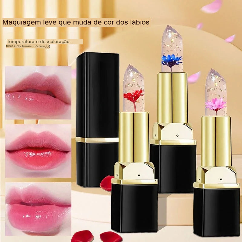 Batom Mágico de Longa Duração à Prova d'Água - Mudança de Cor e Volumizador Labial - Batom Vermelho Kawaii para Maquiagem de Garotas - Cosméticos Fofos