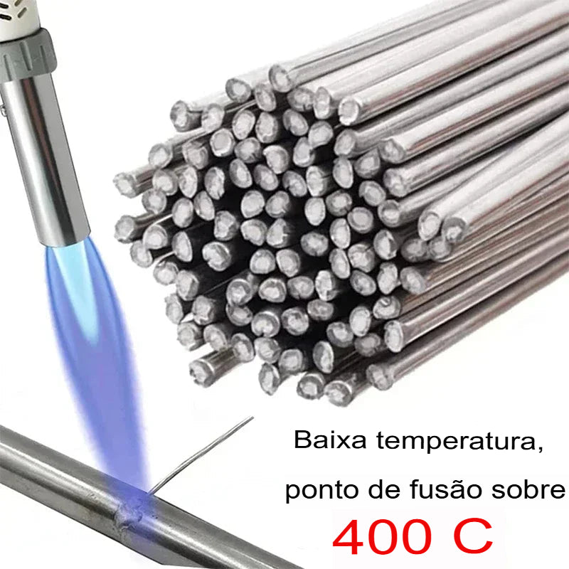 Conjunto de 100/10 Bastões de Solda de Alumínio de Baixa Temperatura - Fusão Fácil, Universal, Cored Wire, Sem Necessidade de Pó de Solda