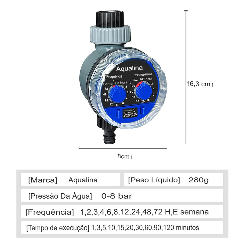 Controlador de Irrigação com Temporizador para Jardim - Válvula de Esfera/Solenóide, Automático, Eletrônico para Rega de Jardim e Casa