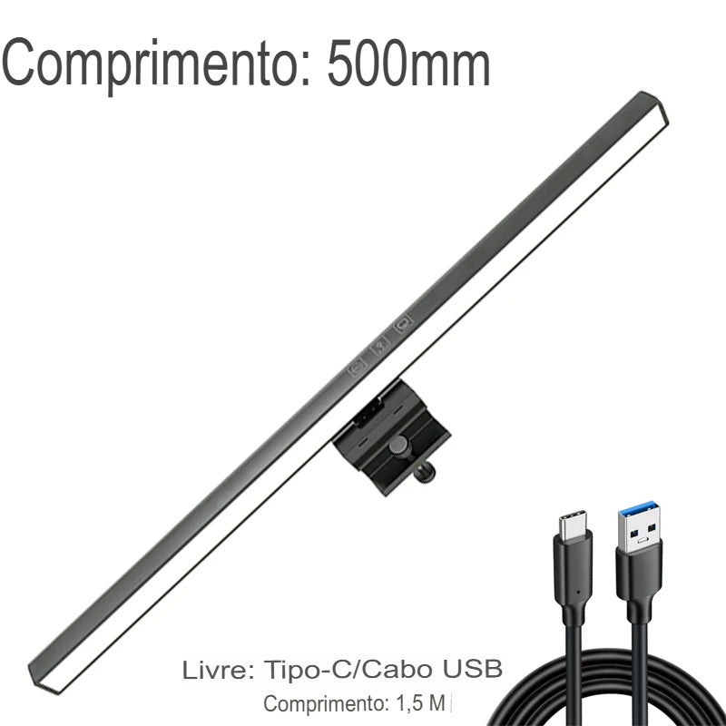 Luminária de Mesa LED para Cuidado dos Olhos - Barra de Luz para Monitor de 50cm