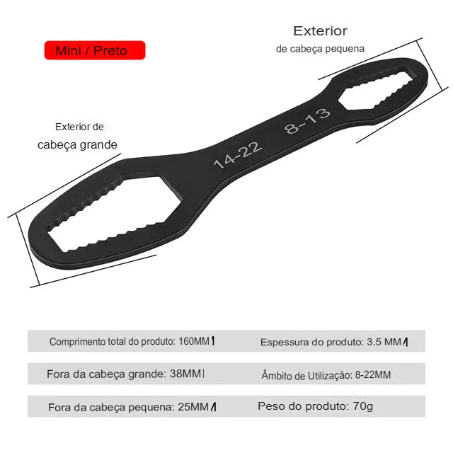 Chave Torx Universal 8-22mm - Ajustável, Dupla Face, Auto-ajustável, Chave para Óculos, Ferramenta Manual Multifuncional