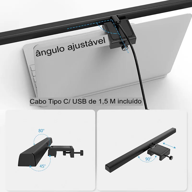 Luminária de Mesa LED para Cuidado dos Olhos - Barra de Luz para Monitor de 50cm