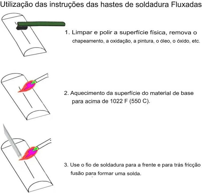 Bastão de Solda de Alumínio de Baixa Temperatura - Fusão Fácil, Universal, Cored Wire, Sem Necessidade de Pó de Solda, para Maçarico de Propano