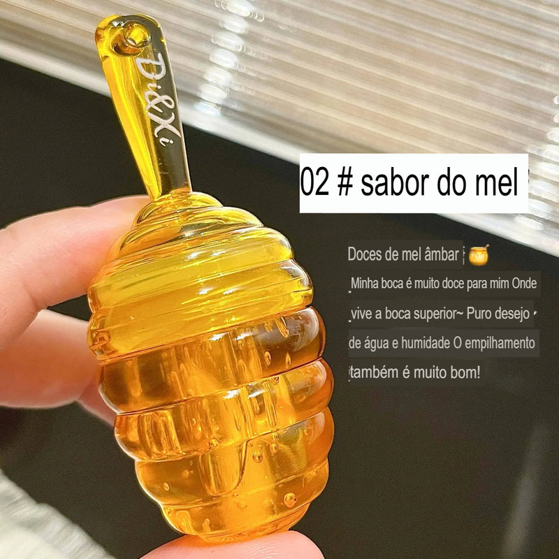 Óleo Labial Honey Pot - Bálsamo Labial de Frutas Frescas - Hidratante de Longa Duração - Batom Líquido e Brilho Labial Transparente - Maquiagem Cosmética